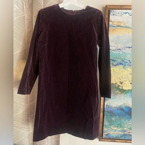 Theory Mini Dress Size 4 Wine  Velvet Long Sleeve Lined - Picture 14 of 15